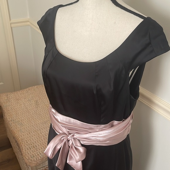 Adrianna Papell Capped Sleeve Satiny Formal Occasion Dress Blush Pink Size14 - Picture 13 of 13